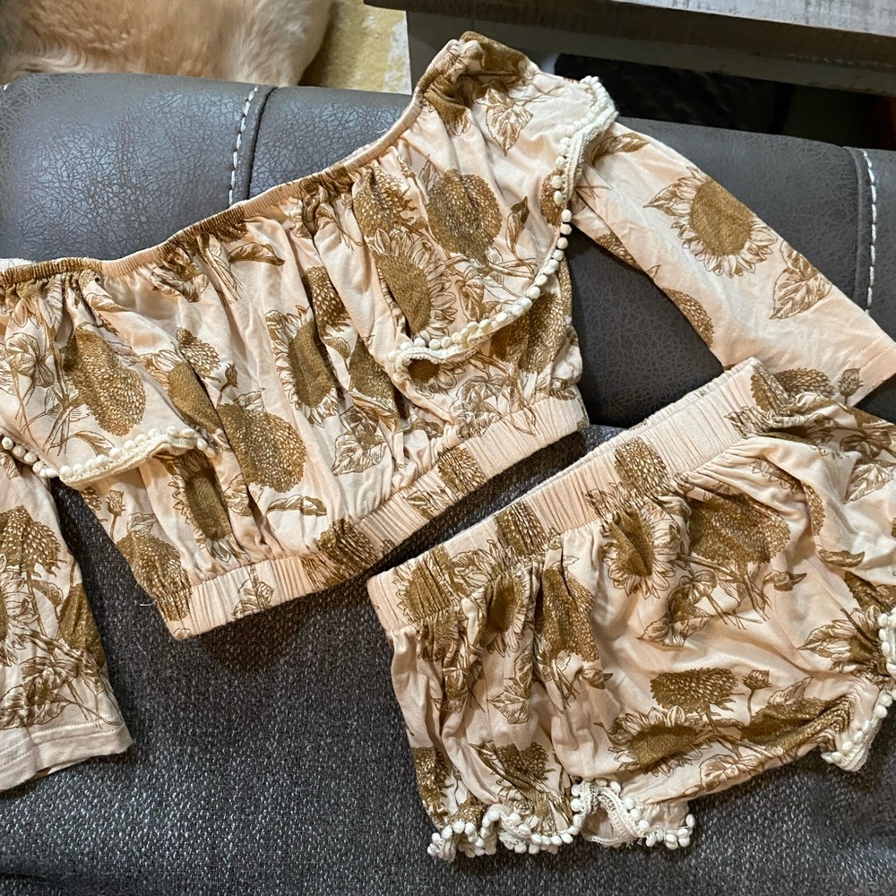 Kate Quinn Cream and Brown Kids Matching Set